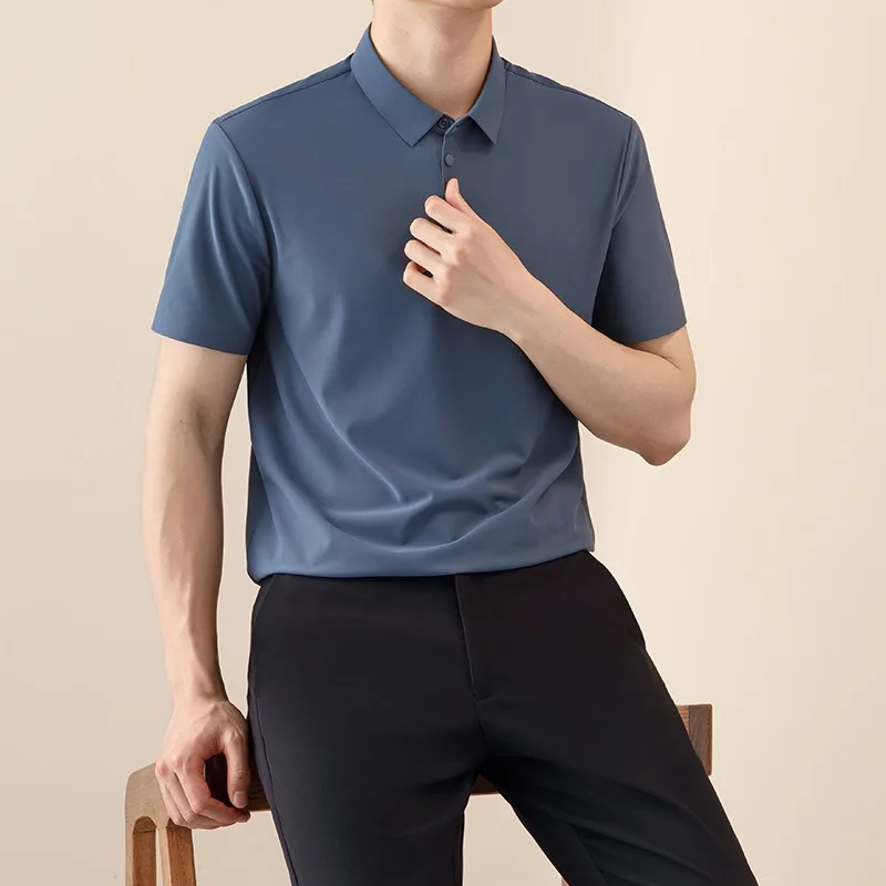 Ice silk cool men's polo shirt stretch breathable casual men's tops