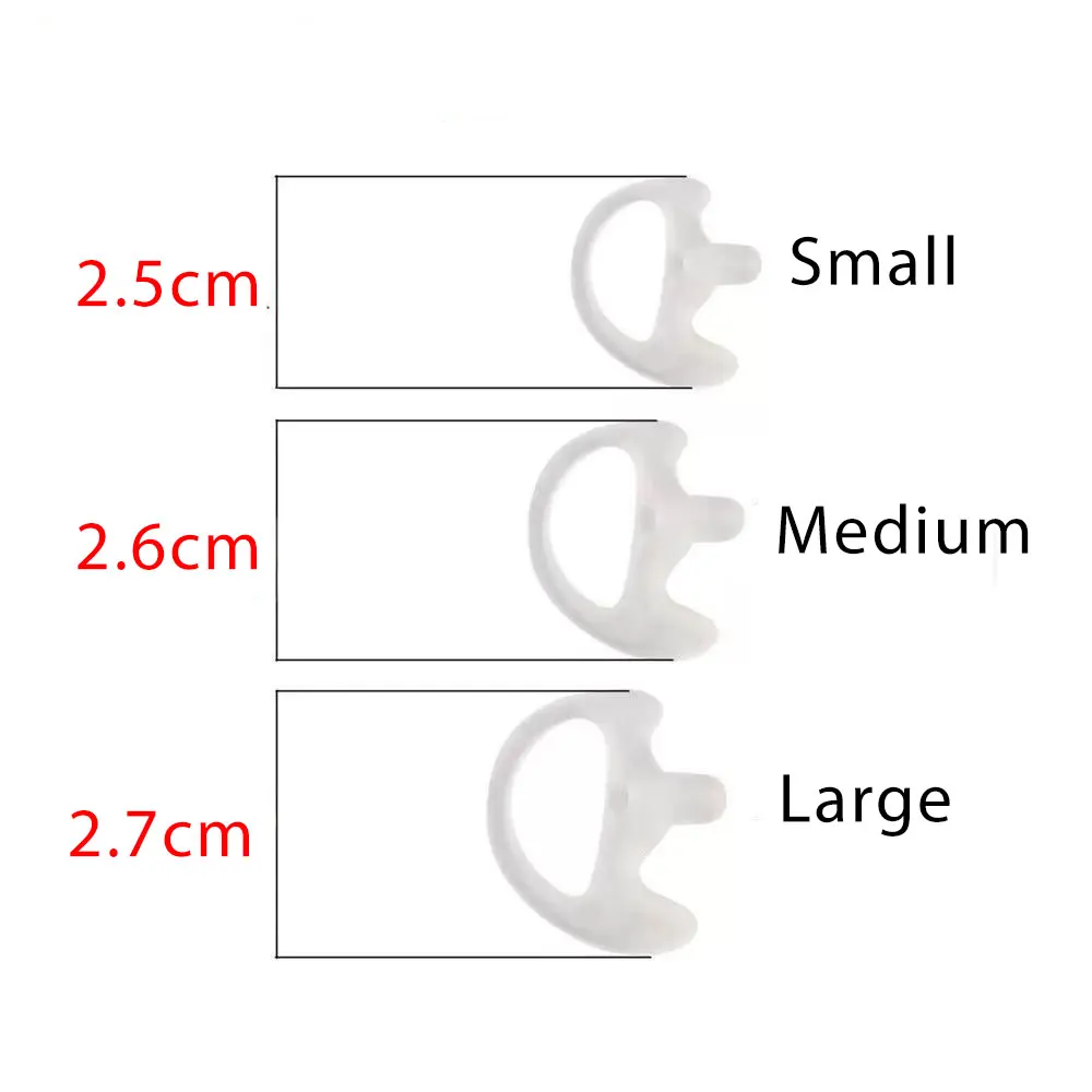 2pcs Two Way Radio Ear Mold Replacement Soft Silicone Ear Insert for Acoustic Coil Tube Earpiece Transparent Earmold Earbud