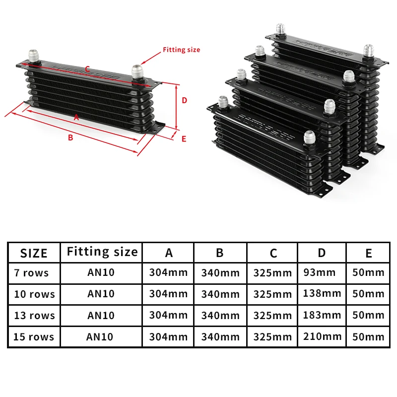 7/10 Rows AN10 Aluminum Radiator Car Transmission Gearbox Engine Oil Cooler Radiator Replacement Universal Cooling System