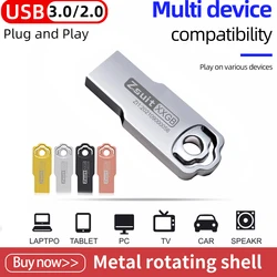 Metal Flash USB Drive 64G/32G/128GB Large Capacity Fast Read Pen Drives USB Memory Stick Waterproof Flash USB Free Key Pendrive