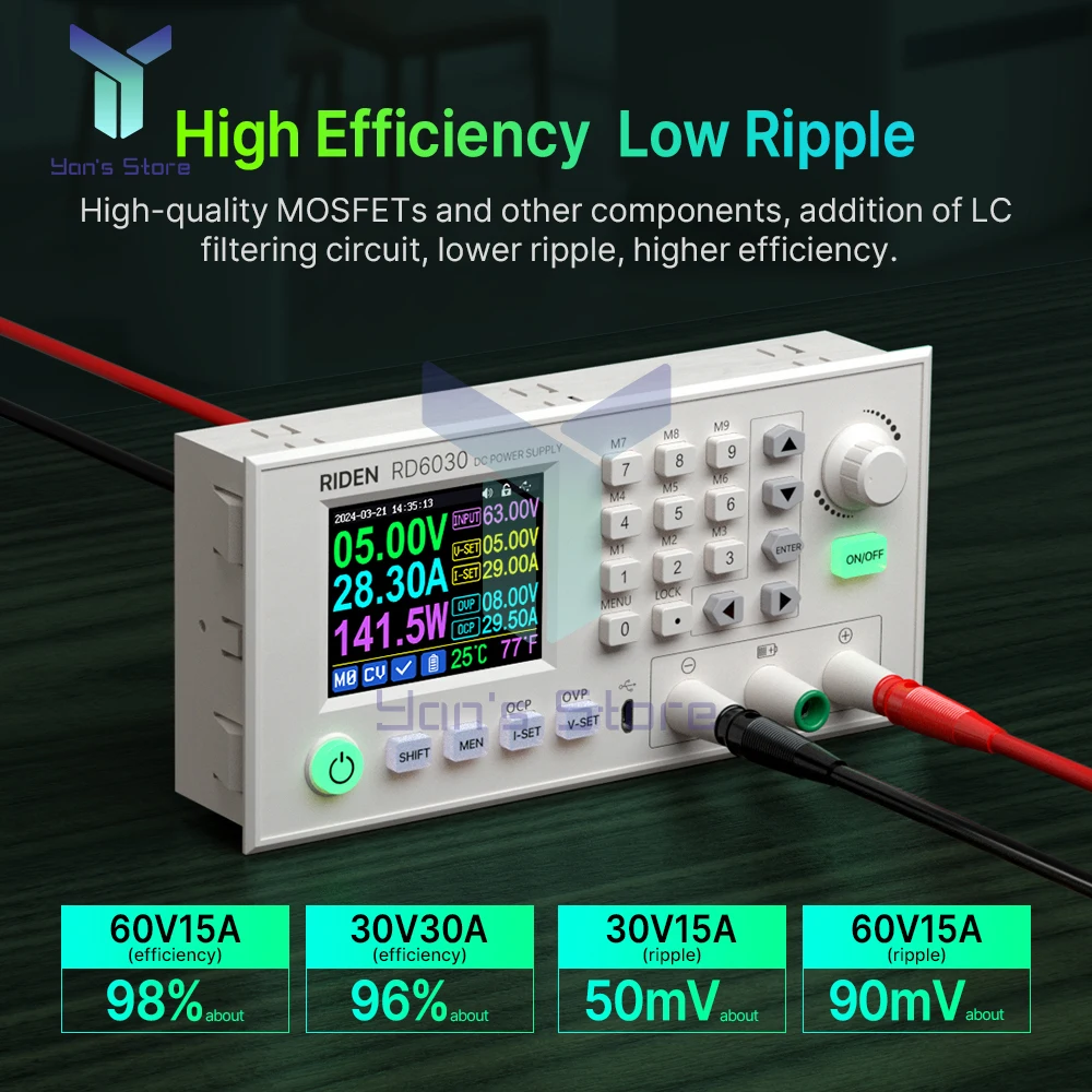 Imagem -05 - dc Ajustável Step Down Voltage Bench Regulado Fonte de Alimentação Buck Converter Bateria Carregamento rd Rd6030 Rd6030w 60v 30a