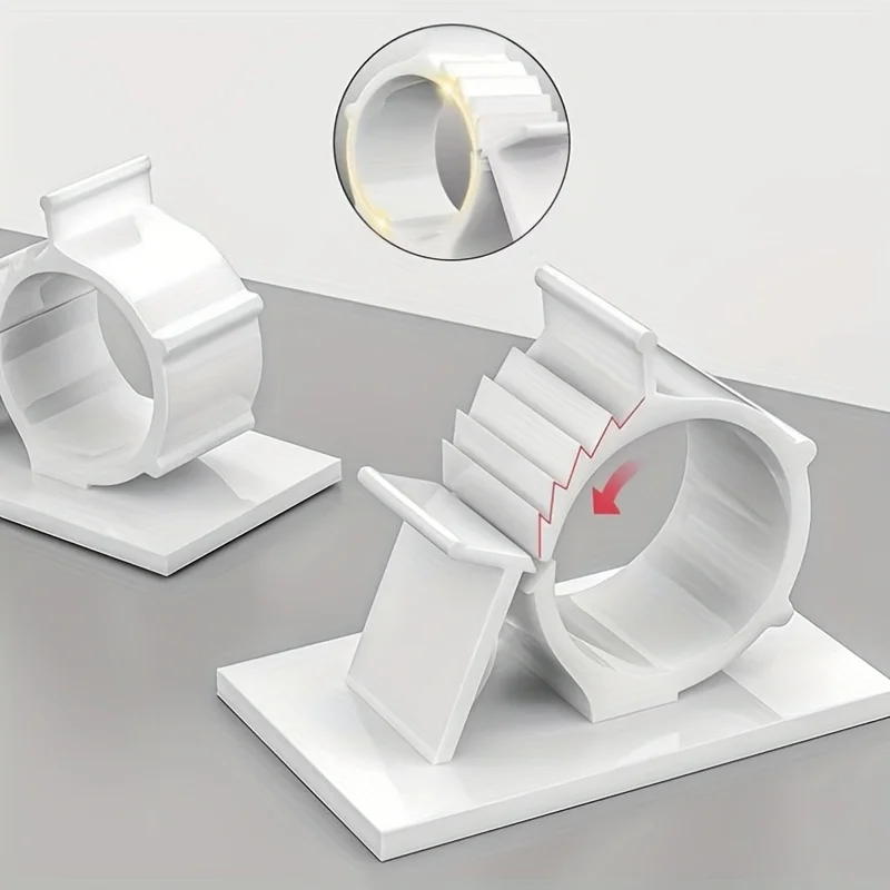 5 Pcs No-Drill Pipe Clips, Self-Adhesive Hose/Wire/Gas Pipe Organizer, Universal Wall-Mounted Fastener Clamps view 2