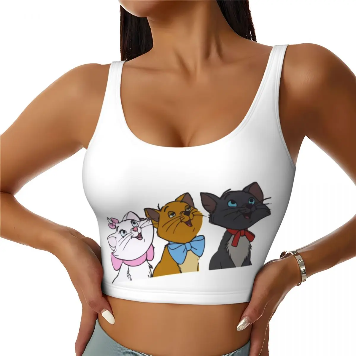 

Изготовленные на заказ забавные укороченные топы на бретелях Marie Cat для тренировок, женские спортивные бюстгальтеры для бега с героями мультфильмов и животных