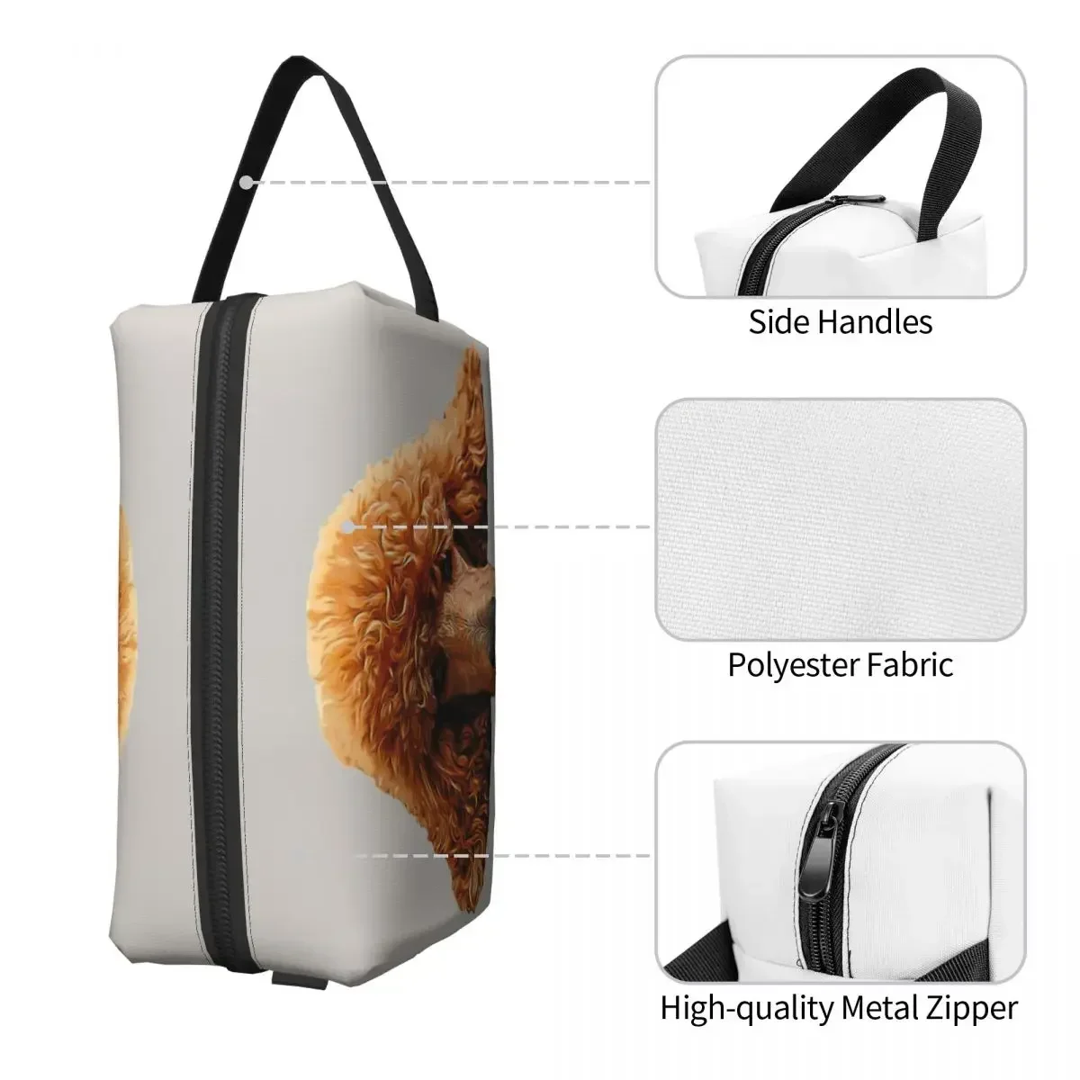 Custom Kawaii Poodle Head Toiletry Bag for Women Cute Puppy Dog Makeup Cosmetic Organizer Ladies Beauty Storage Dopp Kit Case image 3
