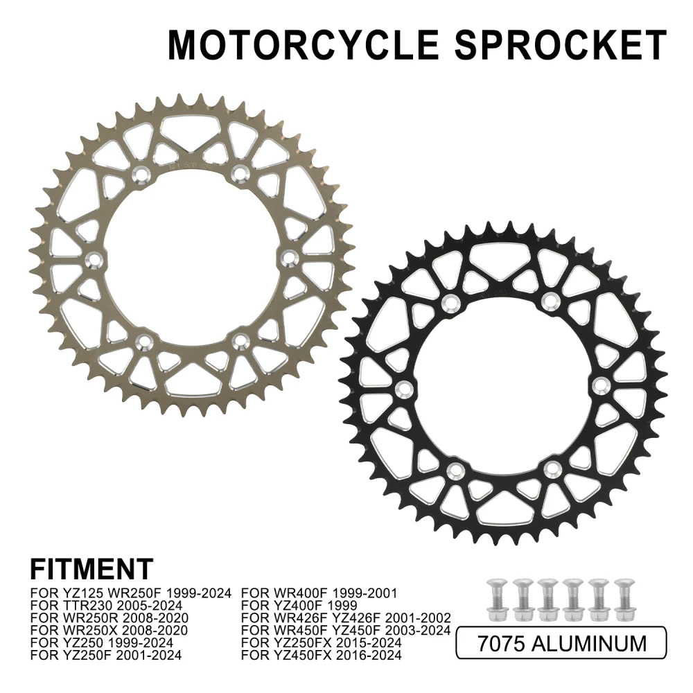 

Звездочки 48T 150 мм аксессуары для мотоциклов YZ125 YZ250 YZ250F YZ400F 250FX 450FX WR 250F 250R 250X 400F 426F 450F TTR230