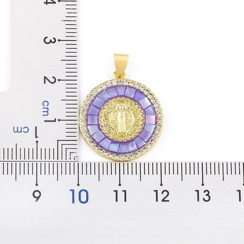 Nidin New Arrival Classic Religious Virgin Mary Shell Pendant Amulet Necklace Gold Plated Christian Jewelry Prayer Choker Gifts