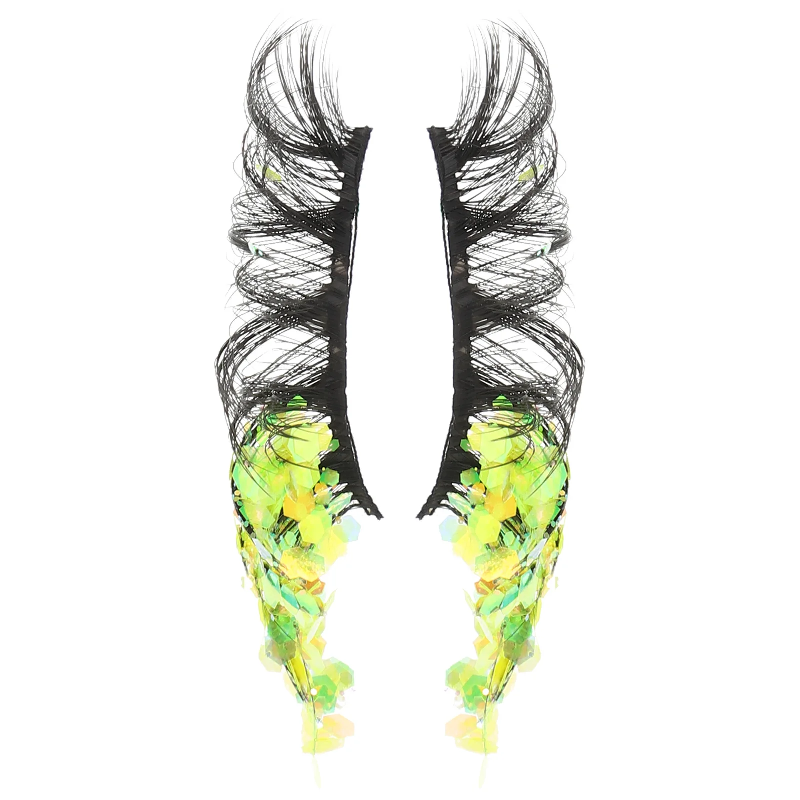 2 pièces paillettes faux cils Extensions de cils colorés longue tenue Denser Curlier yeux maquillage rehausseur Look brillant Cosplay cils