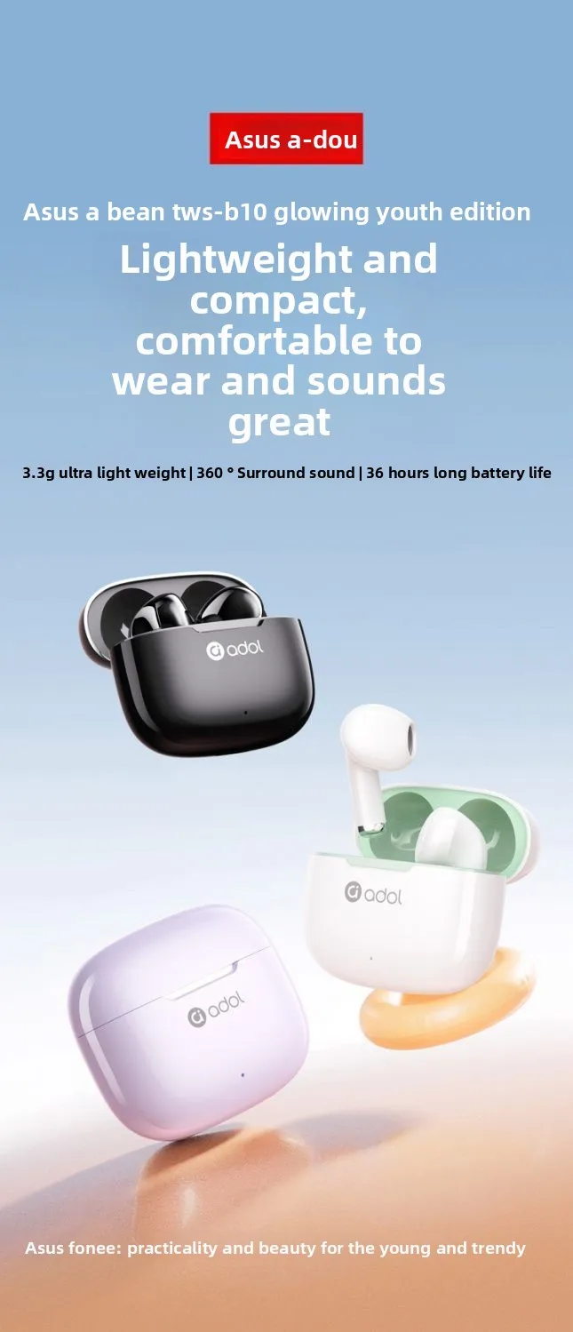 ASUS Bluetooth headset in-ear wireless high-quality game call noise reduction sports long battery life men and women B-11