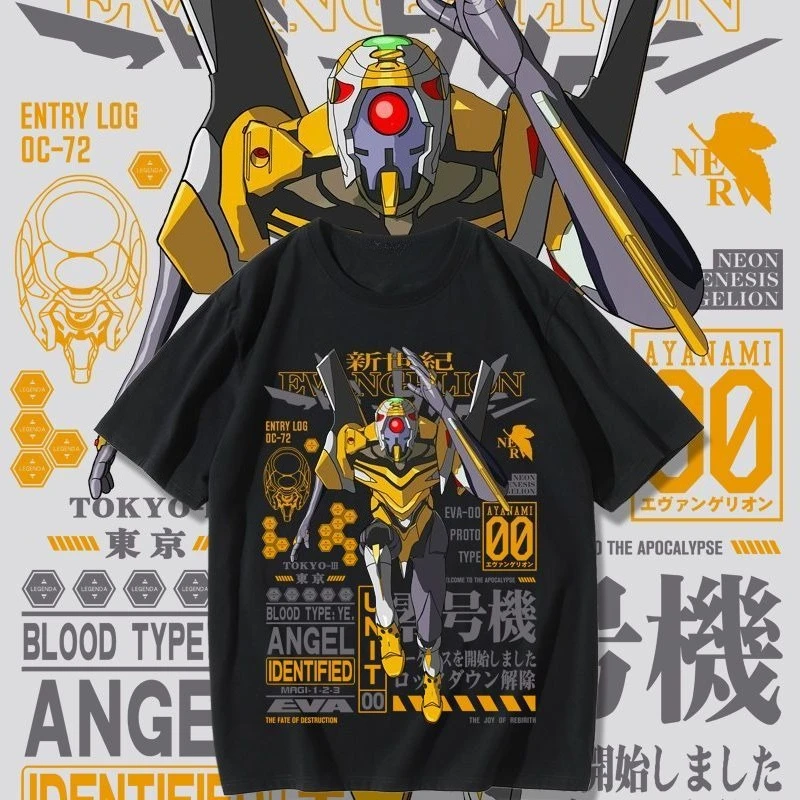 

EVA Joint Lingpoli No. 0 Machine T-shirt Summer Pure Cotton Loose Japanese Animation Printing Short-sleeved Clothes