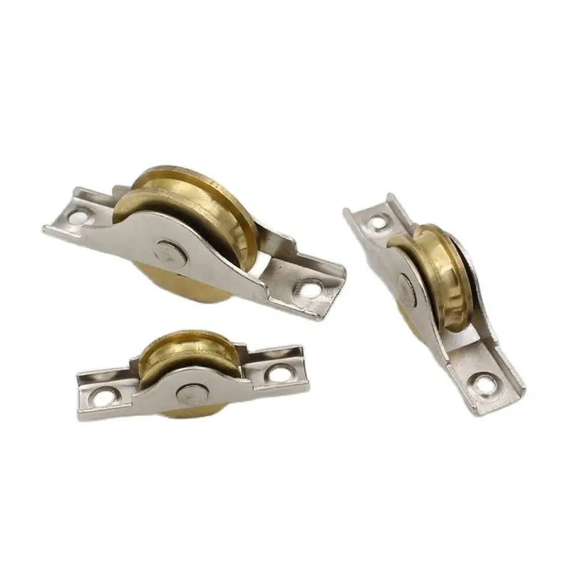 2Pcs/Lot Stainless Steel Sliding Door S/M/L Roller Cabinet Copper Caster Wheel Pulley Runners For Wardrobe Window Furniture
