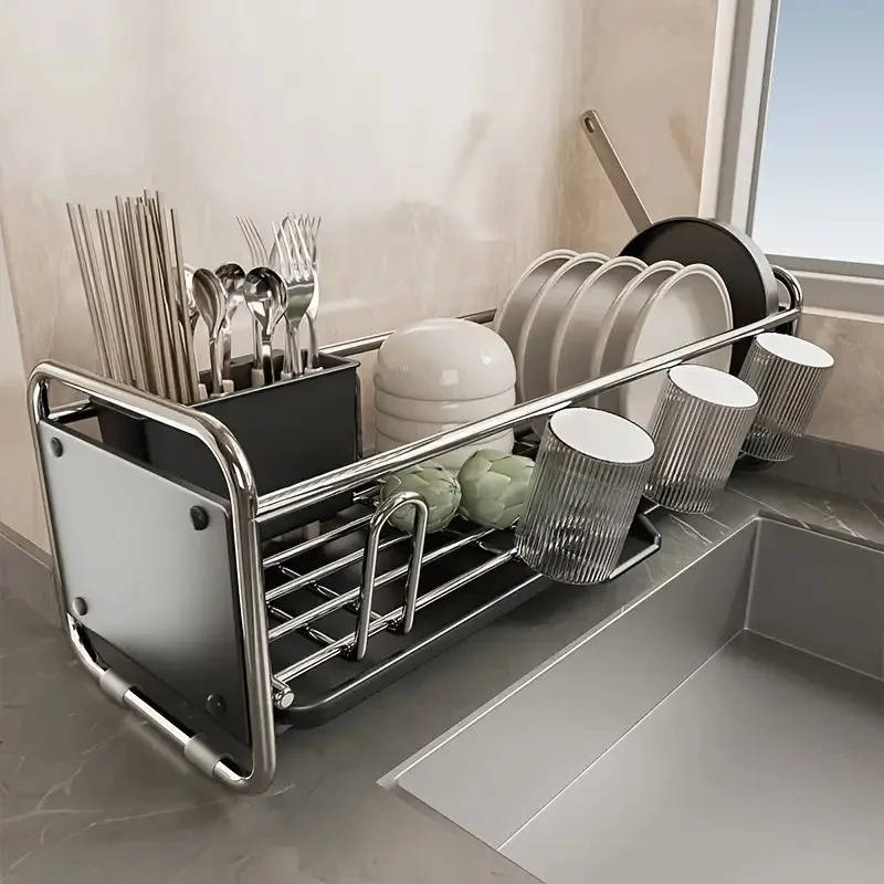 

1pc Kitchen Sink Drain Rack, Stainless Steel Telescopic Sink Storage Organizer for Sponges, Brushes and Cleaning Cloths
