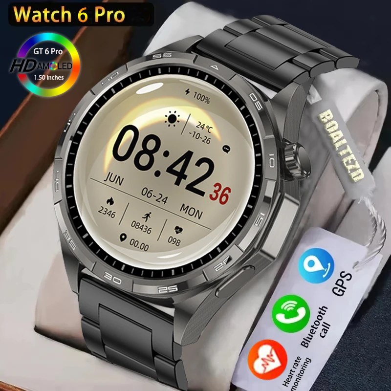 

2025 New Series 6 Pro GPS Smart Watch Men 360*360 AMOLED Screen Heart Rate Bluetooth Call Waterproof Smartwatch For Android IOS