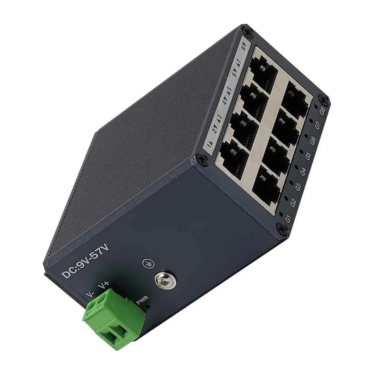 

Миниатюрный промышленный гигабитный Ethernet-коммутатор на DIN-рейку с 8 портами RJ45 (10/100/1000M)
