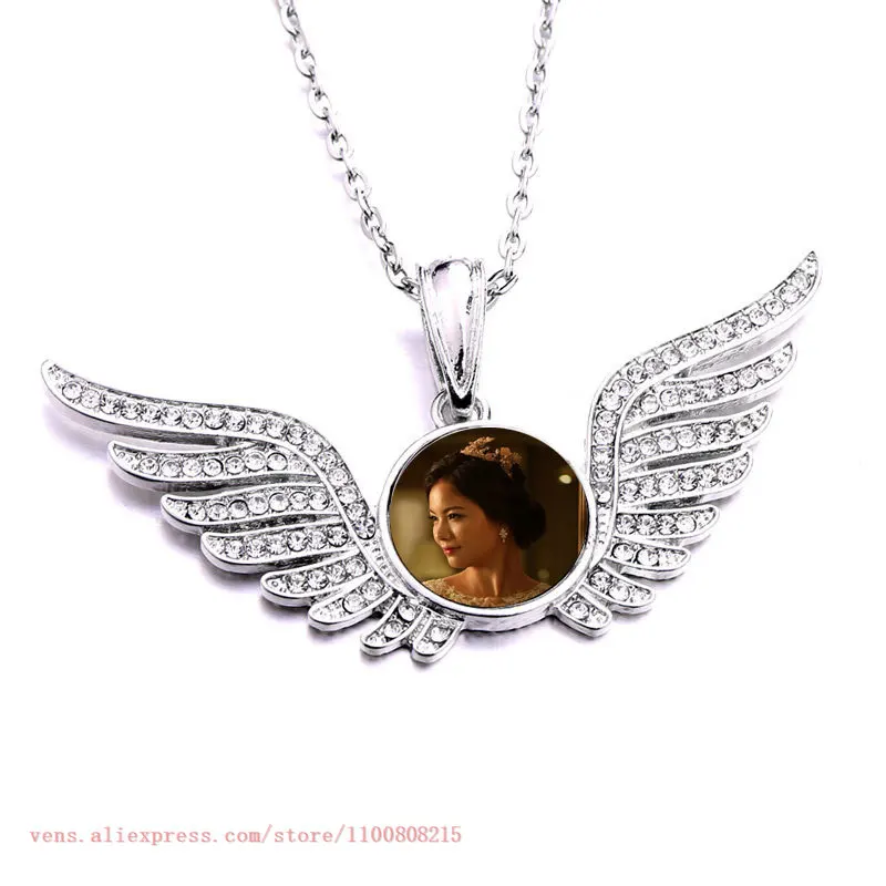 

sublimation blank wings necklaces pendants button necklace pendant 20pieces/lot