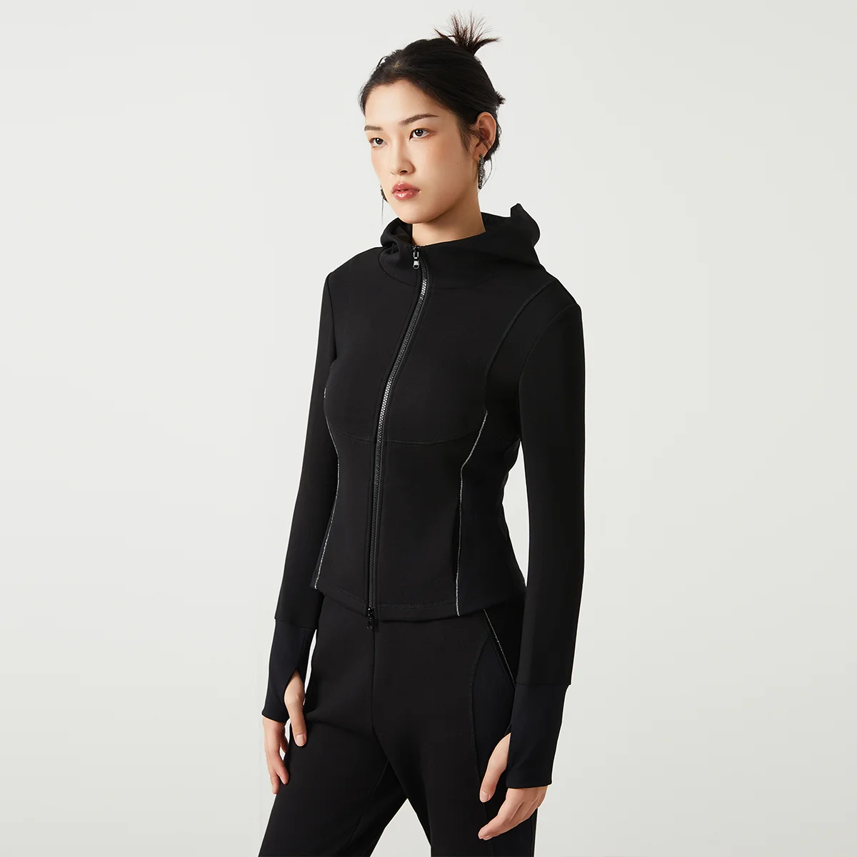 K2529L 80% long-staple cotton zipper hooded long sleeve sweatshirt jacket autumn and winter new high quality women\'s clothing