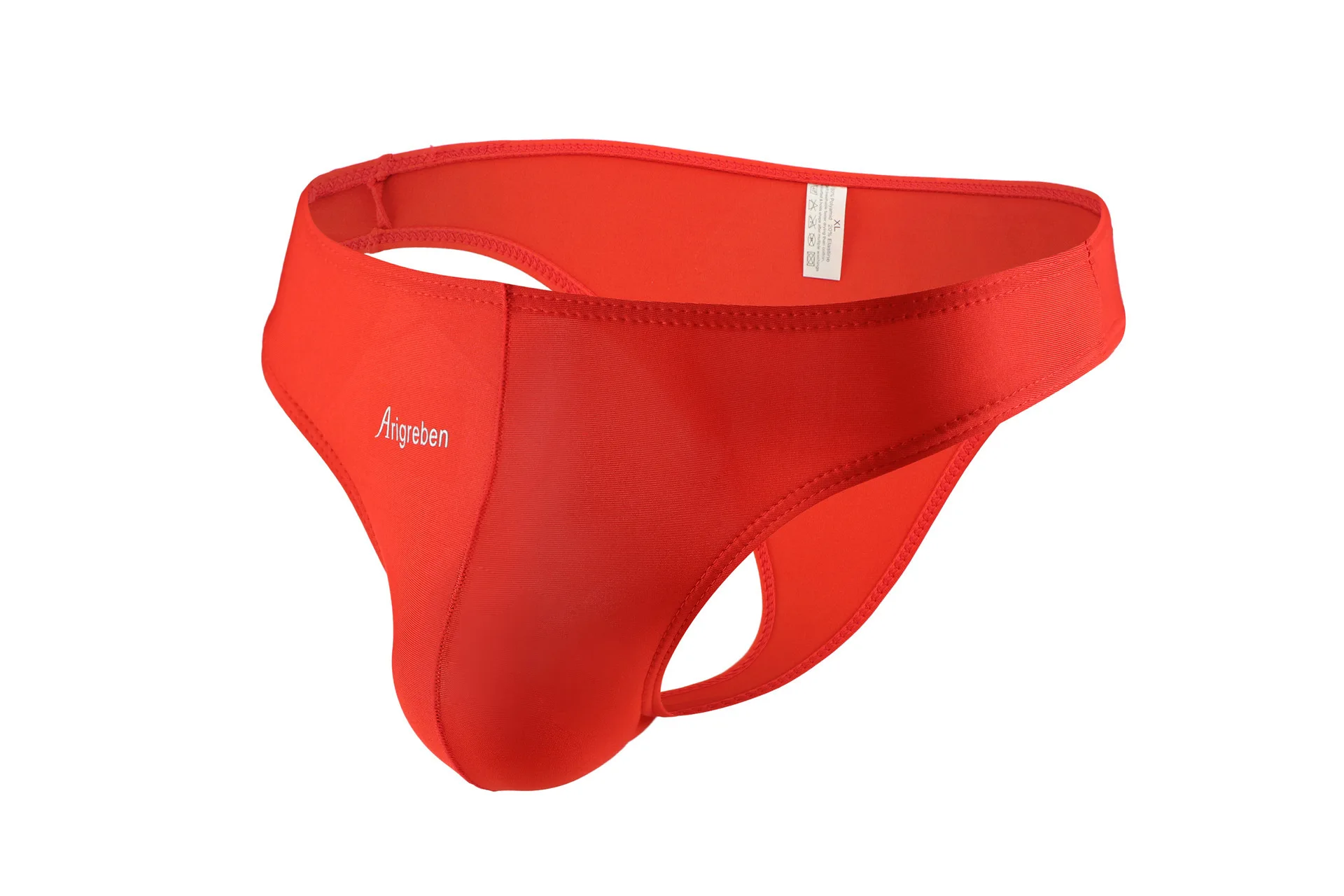 Men's Bulge Ice Silk Bikini Thong Gay Erotic Low Rise U-Pouch Underpants Solid Color Underwear Male Open Buttocks Sports Panties