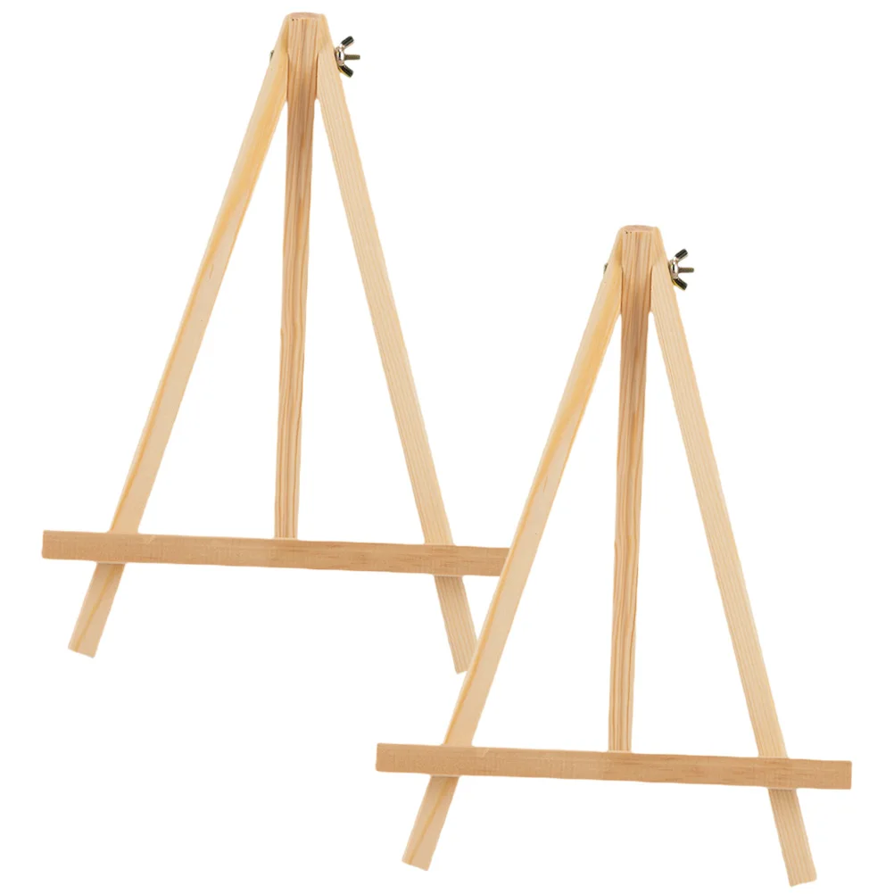 2pcs Mini Wooden Easel Painting Board Small Desktop Picture Holder Stand Canvas Tripod Foldable Class Display