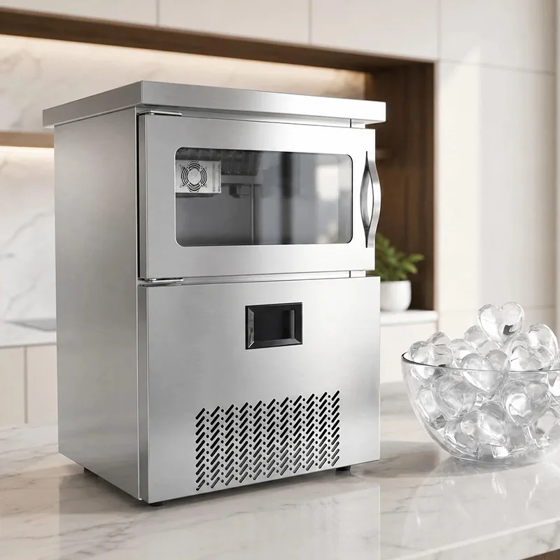 Embedded stainless steel ice making equipment, heart-shaped ice cube machine