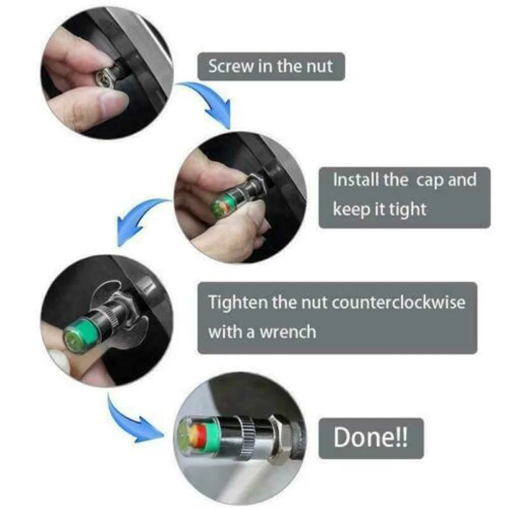 8pcs Motorcycle Car Tire Pressure Monitor Valve Cap Sensor Indicator Eye Alert Auto Tire Pressure Inspection Tool Tire valve