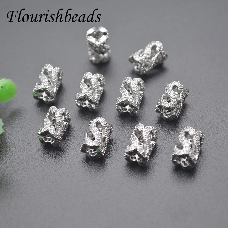 Imagem -06 - Pave Zirconia Beads para Jóias Faça Você Mesmo Loose Metal Beads Grande Hole Boa Qualidade Colar e Pulseira 6x9 mm