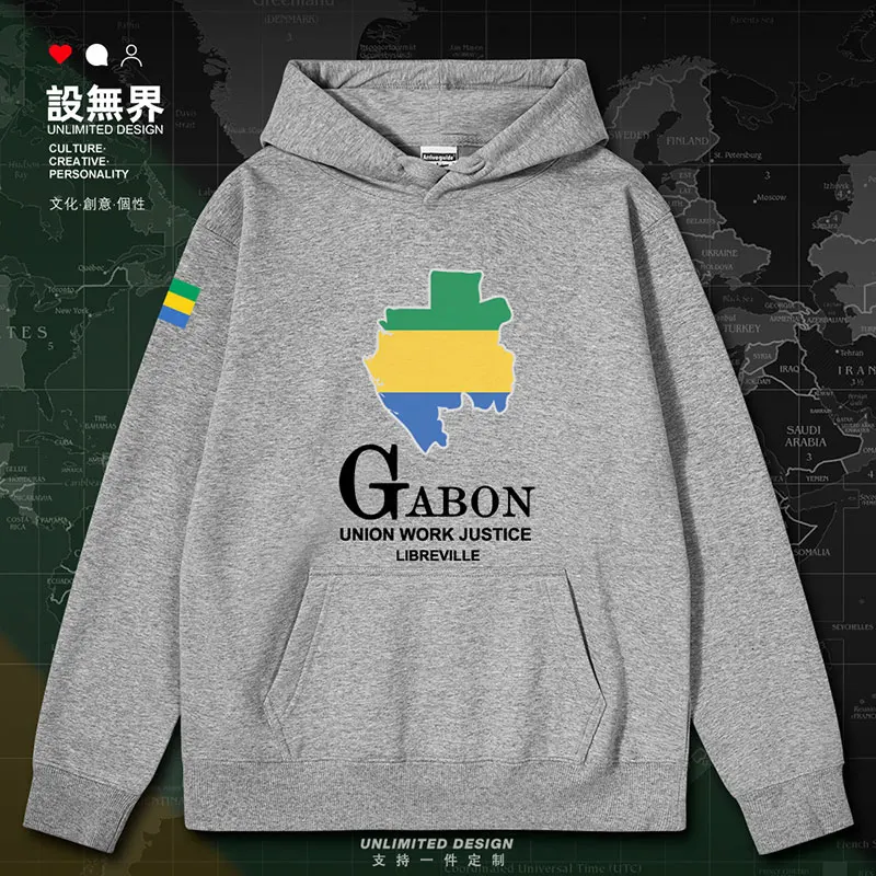 Gabon National Map of Gabon mens hoodies new white for men streetwear pullovers Sportswear sports hoodie autumn winter clothes