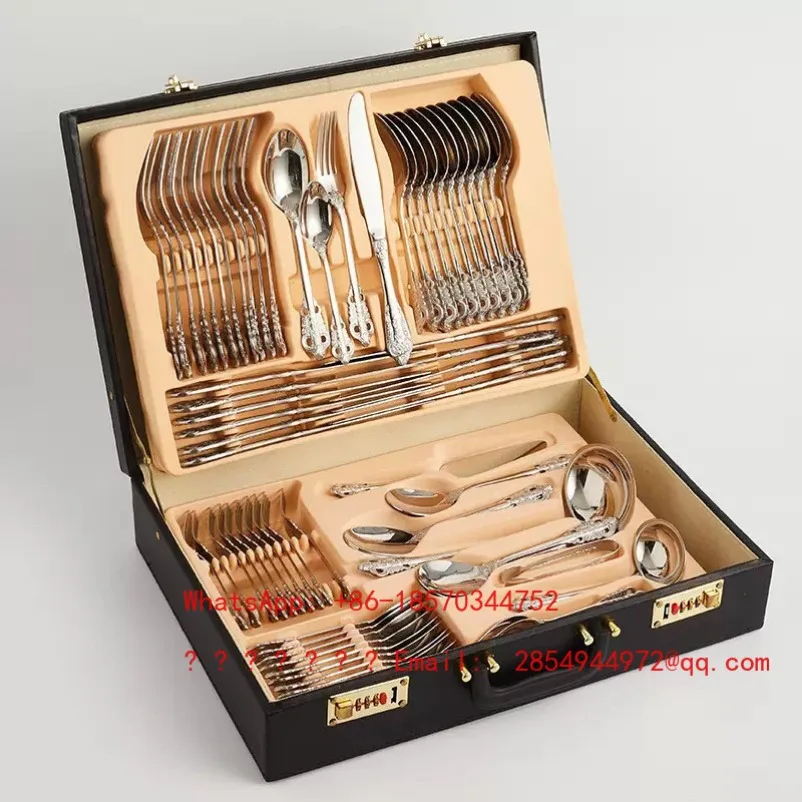 304 Stainless Steel 72-piece Set, High-end Western Food Knife, Fork and Spoon Full Set of Tableware Gift Box Set