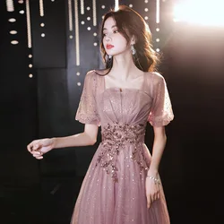 Sexy V-Neck Celebrity Banquet Temperament Gown Mesh Pleated Evening Party Dress Bling Sequins Retro Vestidos De Festa