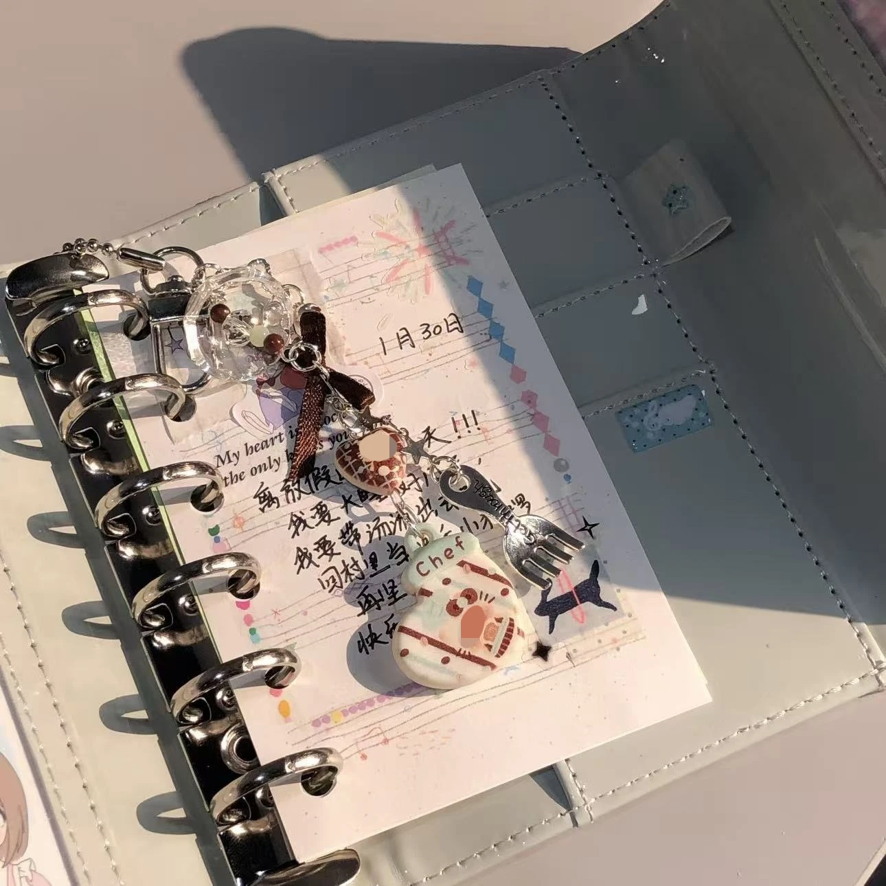 Cute Polka Dot Notebook A7 Binder Korean Heart Postcard Window Photocard Note Diary Planner Leather Cover Stationery Sketchbook