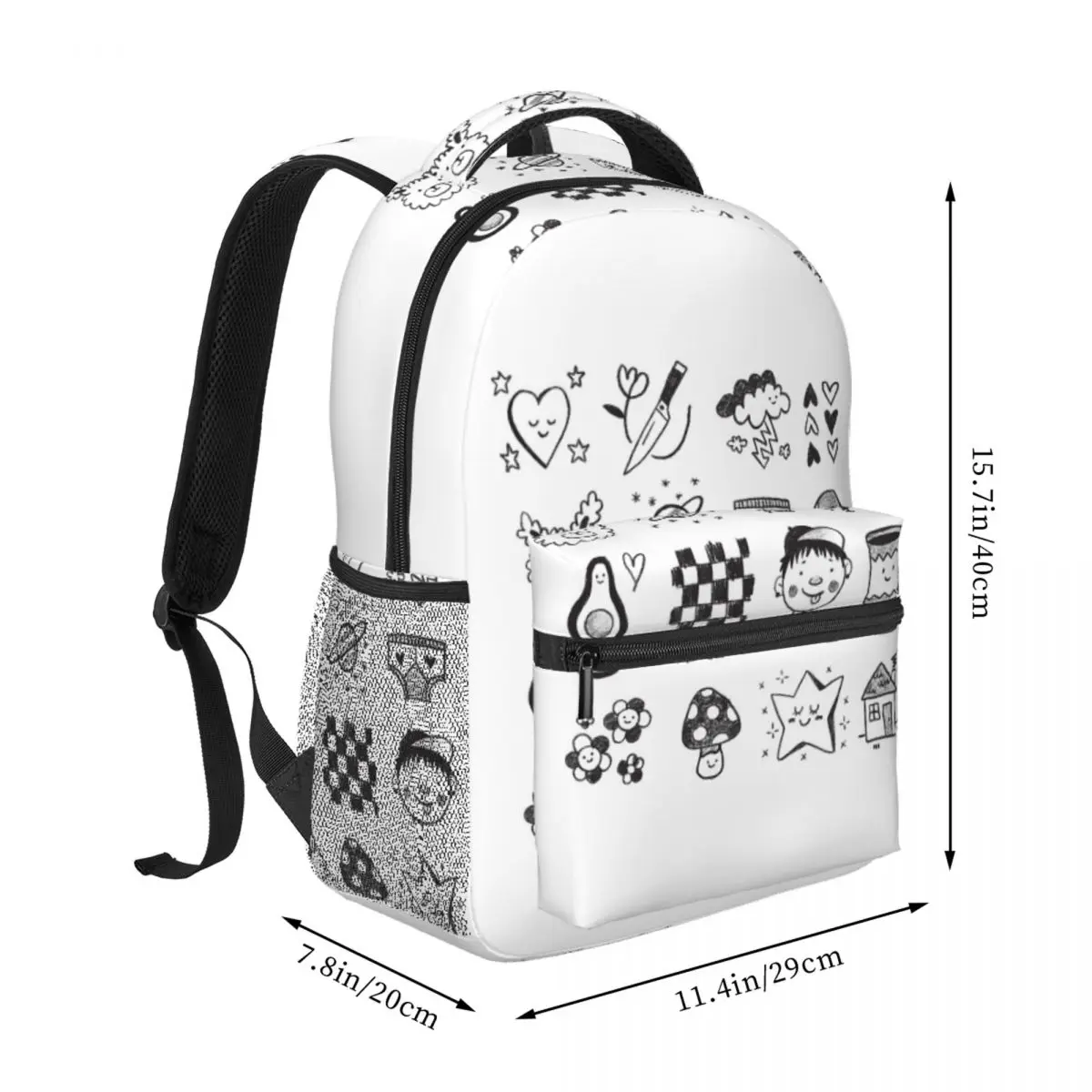 Cute Doodles Backpack Student BookBag Kids School Bag Laptop Shoulder Bags for Boys Girls