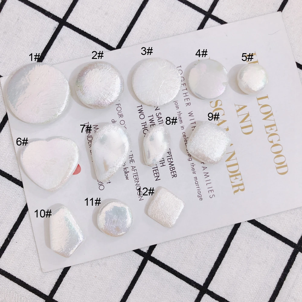 DIY New Symphony Pearl Wrinkle Shaped Round Straight Hole Earrings Hair Accessories Material Accessories 10pcs