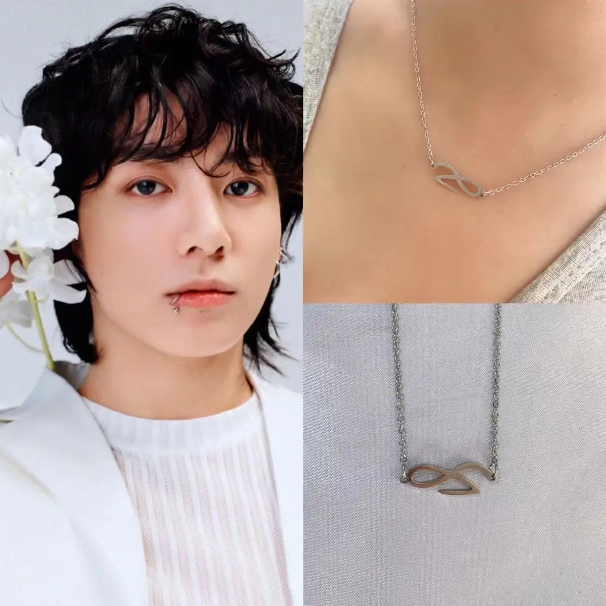 2024 Korean Wave New JUNGKOOK Design Letter Stainless Steel Bracelet Necklace Fashion Trend Fan Support Gift