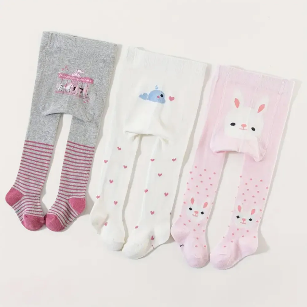 

Babywear 3-Pack Cartoon Animal Print Leggings - Soft Stretchy Pastel Spring/Fall Outfits, Pants, Spring Wear, Playful Apparel