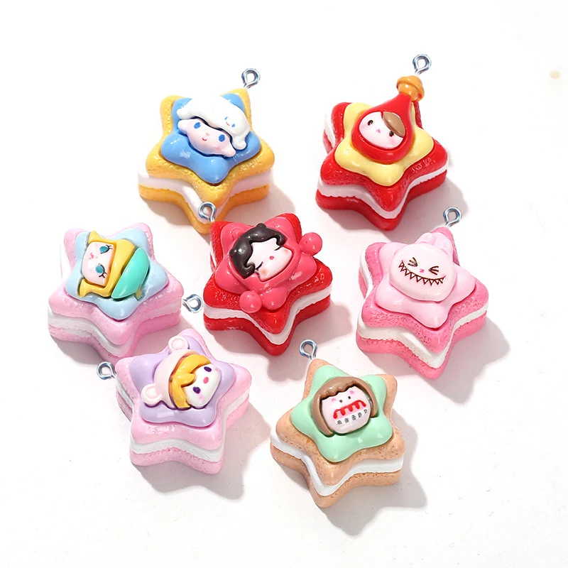 10Pcs Cartoon 3D Cute Star Resin Charms For Bracelet Earring Necklace Jewelry Making DIY Craft Findings Dollhouse Accessories