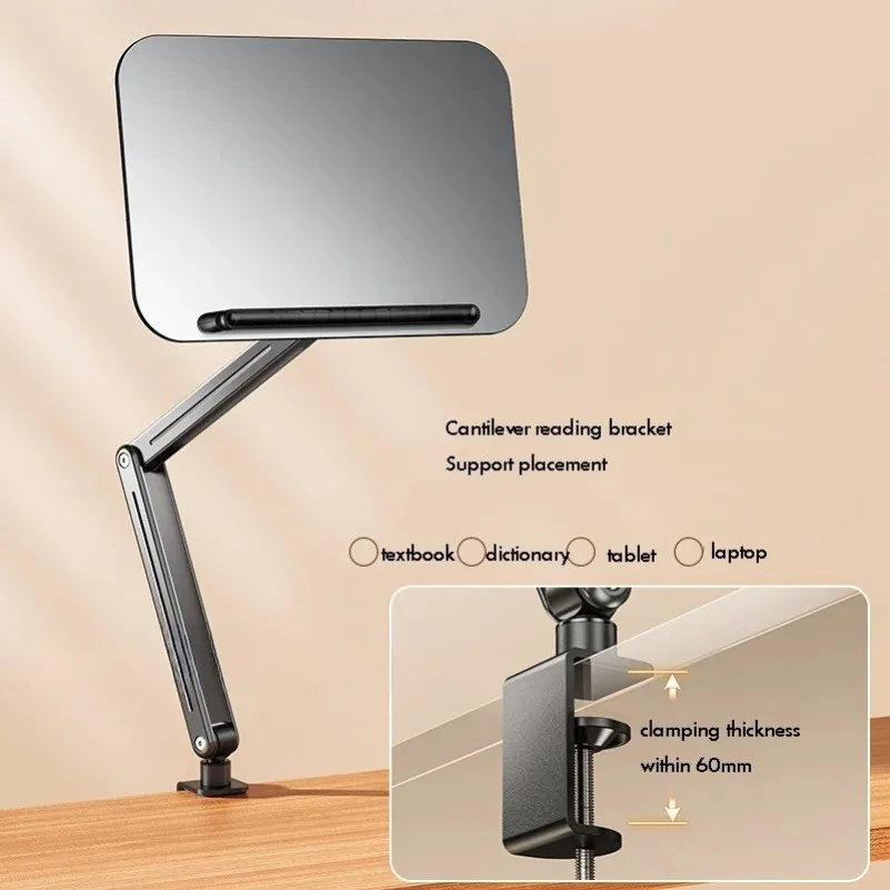 

Desktop Clip-on Shelf, Adjustable Office Shelf, Folding Reading Stand, Compatible with Laptop, Tablet, and iPad Books