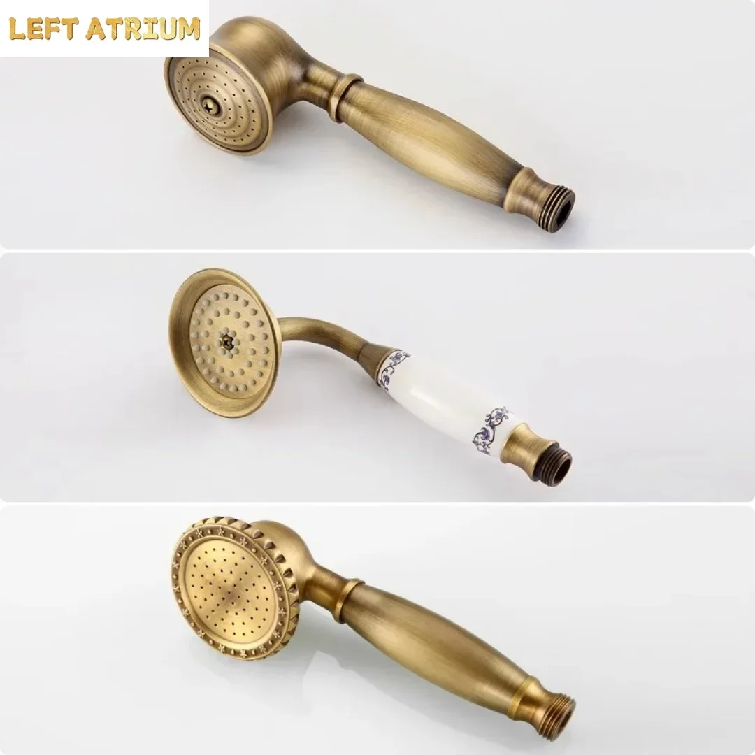 Brass Rose Gold Bathroom Handheld Shower Head High Pressure Antique Water Saving Sprayer Nozzle Nickel Rainfall Showerhead