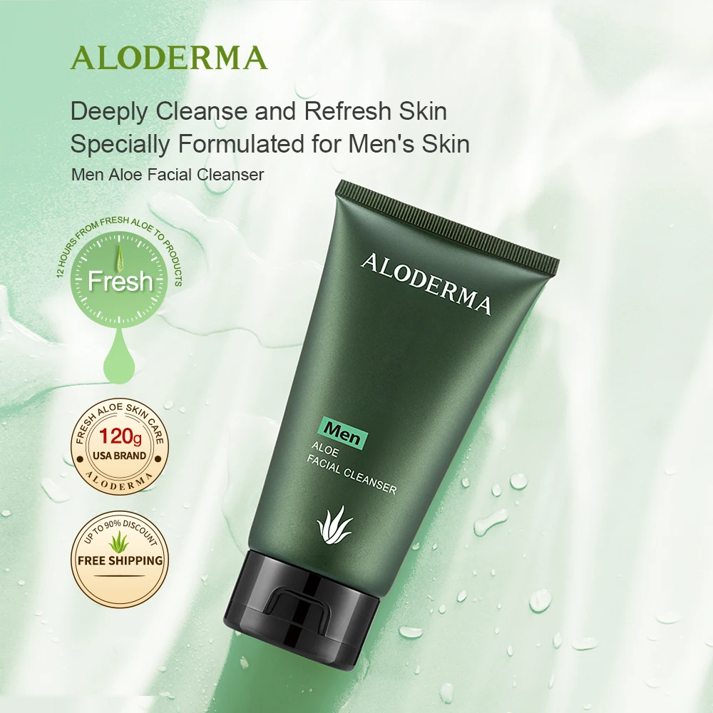 ALODERMA Men Aloe Moisturizing Facial Cleanser Deeply Cleanse Pores,Refresh Skin Face Wash Specially Formulated For Men'S Skin