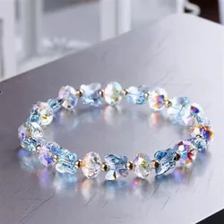 Fashion Butterfly Charm Crystal Stretch Beaded Bracelets Elastic Rope Women Temperament Bracelet