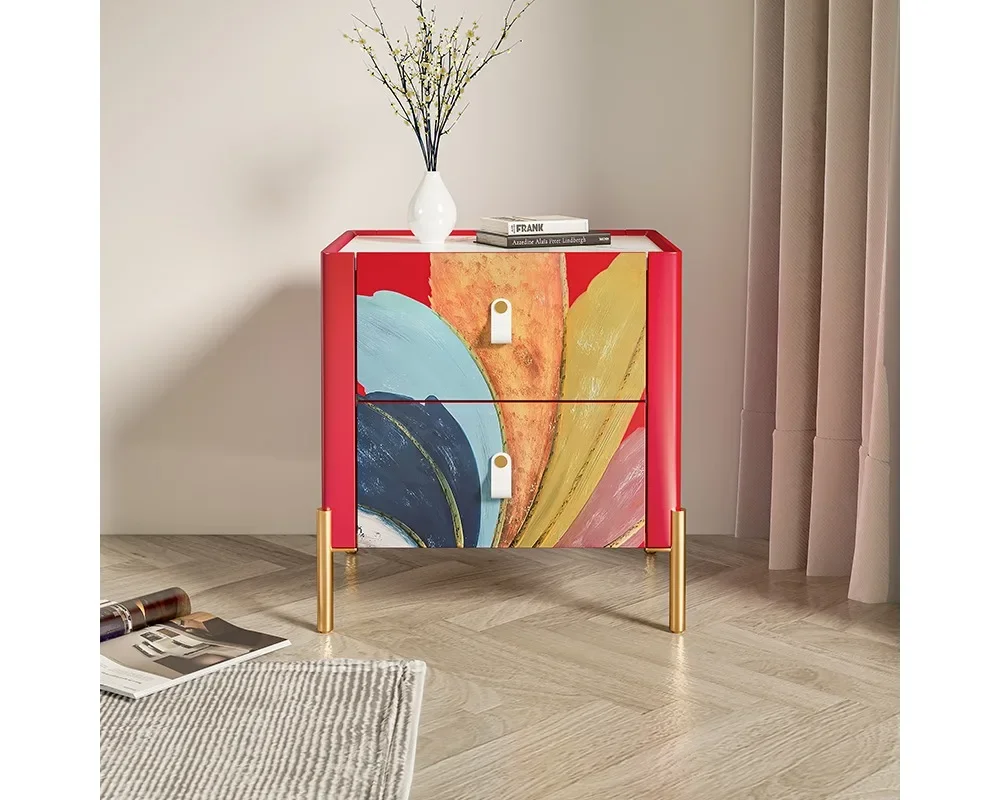 Wanse playful bedside table ins wind bedroom creative hand-painted small cabinet bedside locker