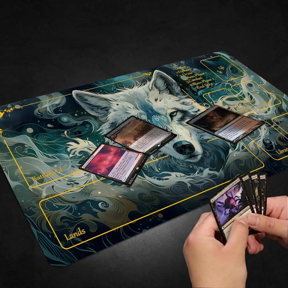 

Wolf Animal MousePad With zone Playmat Magic Card Battles Commander Game pad 14*24in Duel Desk mat tapete for MTG TCG Non-Slip