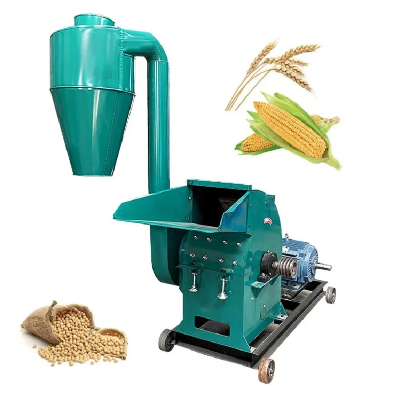 Wet and Dry Hammer Blade Pulverizer Animal Feed Hammer Mill Maize Corn Soybean Grass Crusher Grinder Machine