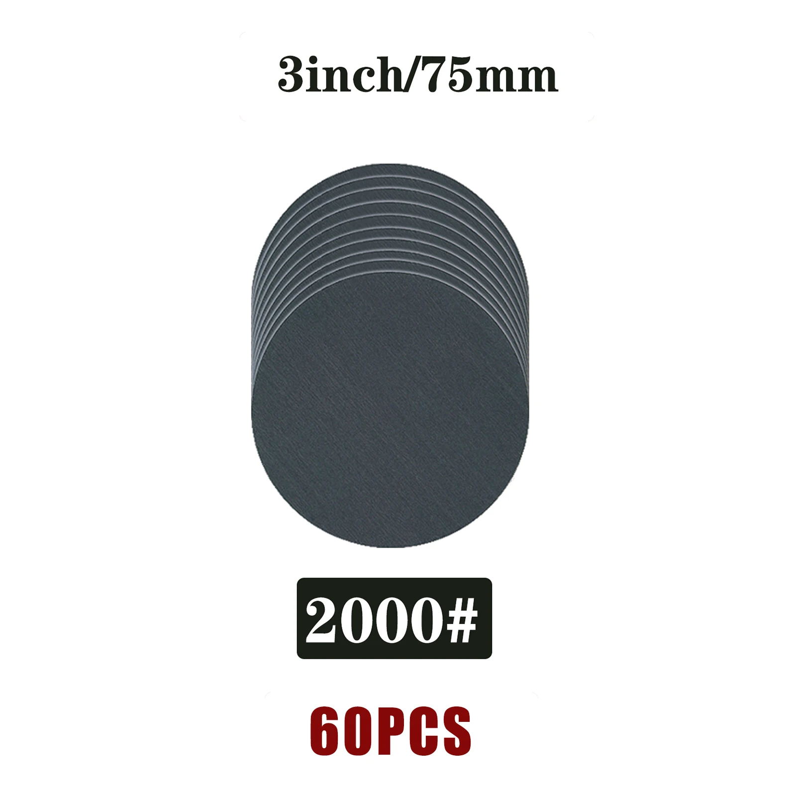 60 Stück 75mm Nass-Trocken-Schleifscheiben mit Klettverschluss, 3 Zoll Schleifscheiben für Exzenterschleifer, Schleifpapier-Pads