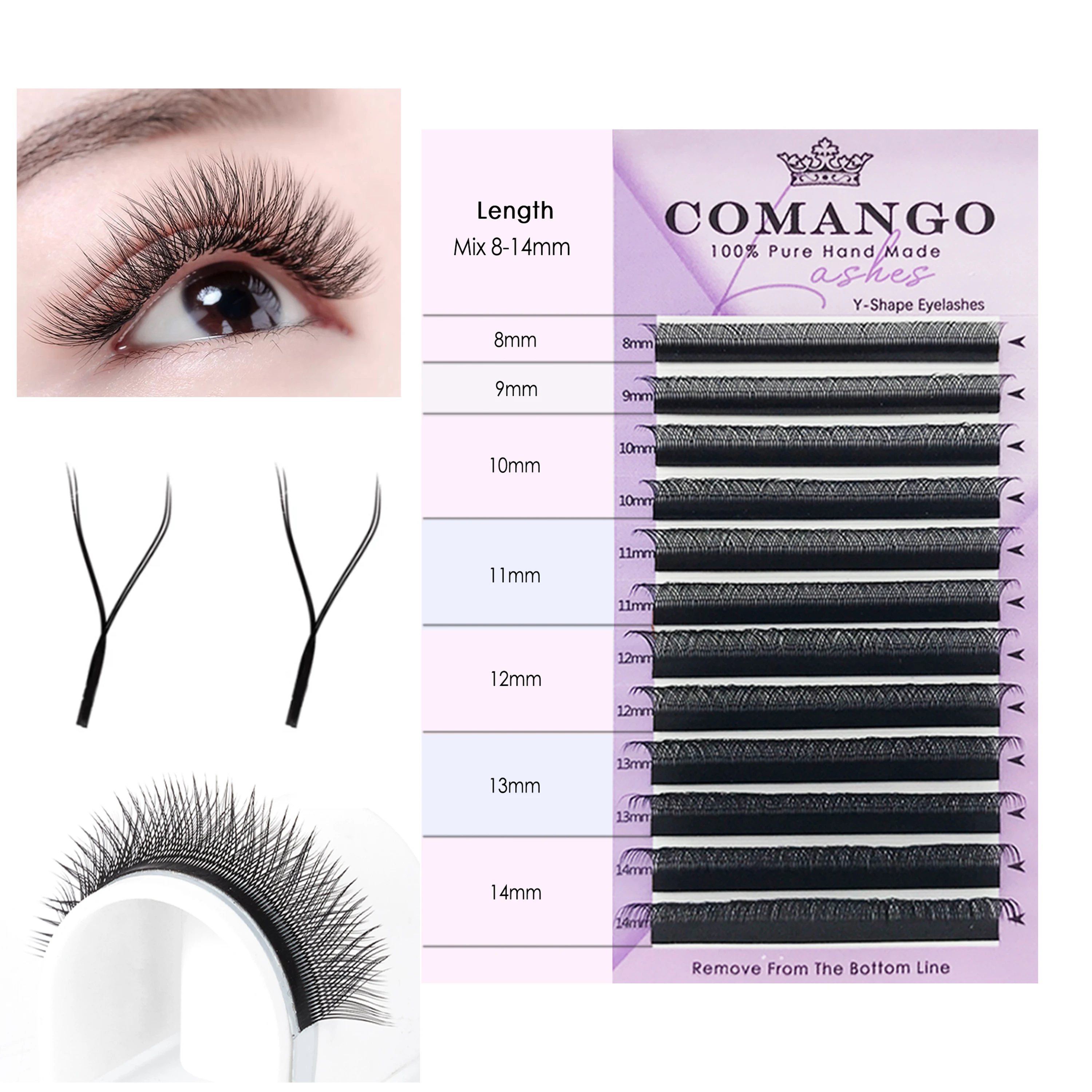 CoMango New Premade Fans YY Shape Black Eyelash Extension Two Tips C/D Curl High Quality Fans