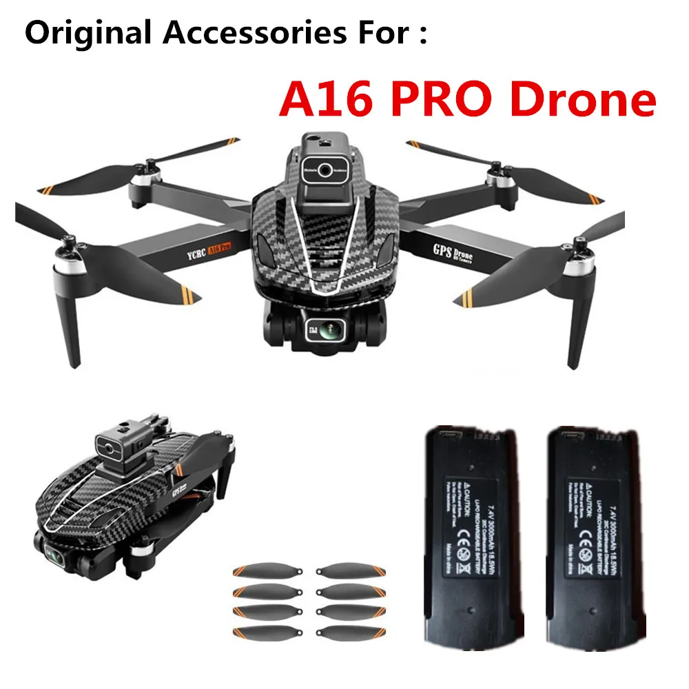 A16 PRO Drone  Accessories 7.4V 3000mAh Battery/ Propeller Blade/ USB Line/ For A16 PRO Drones YCRC A16 PRO Spare Part