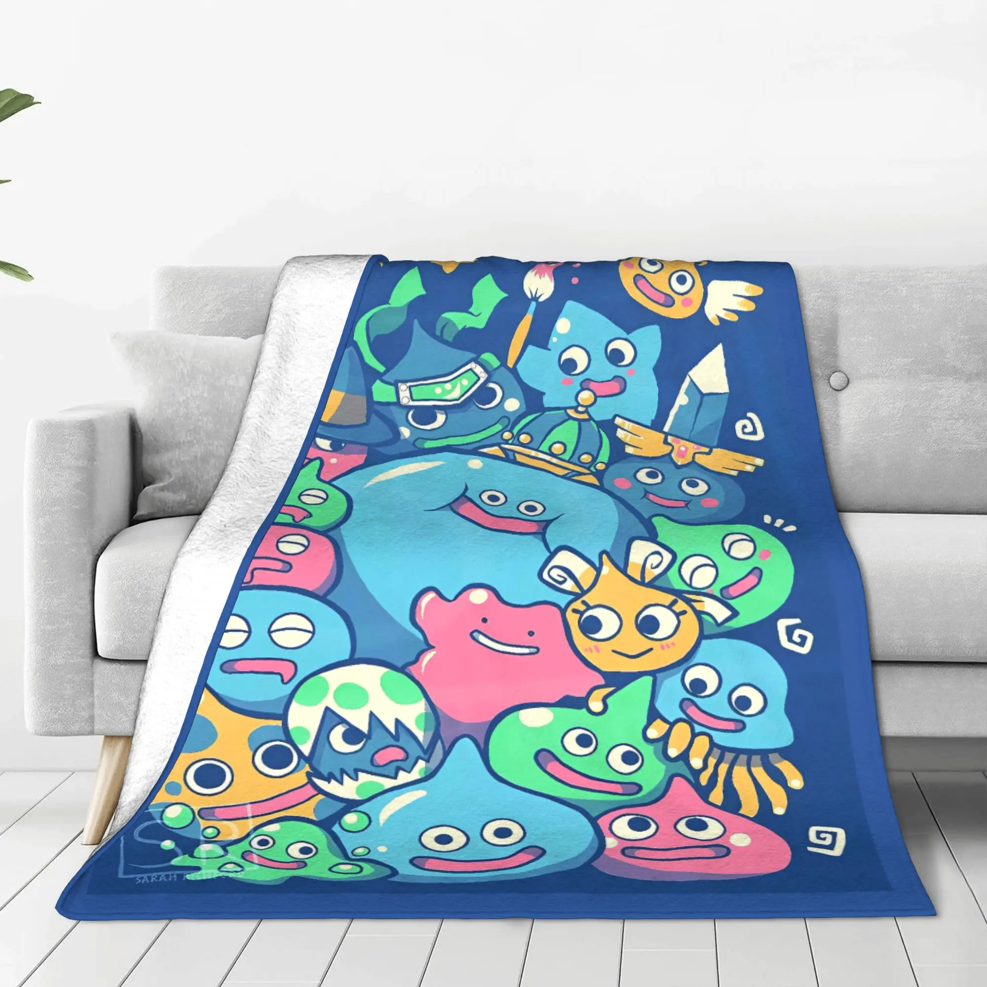 D-Dragon Quest Slime Plush Blankets Kids  Flannel Throw Blanket For Couch Chair Sofa Bed Warm Custom Quality Bedspread Gift Idea