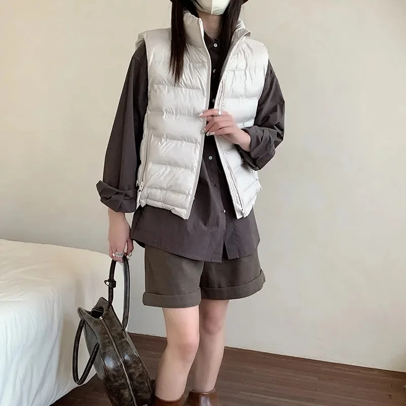 2025 New Puff Vest Women Winter Sleeveless Puffer Jacket Women Warm Cotton Jacket Vest Cardigan Korean Fashion Coats Clothing
