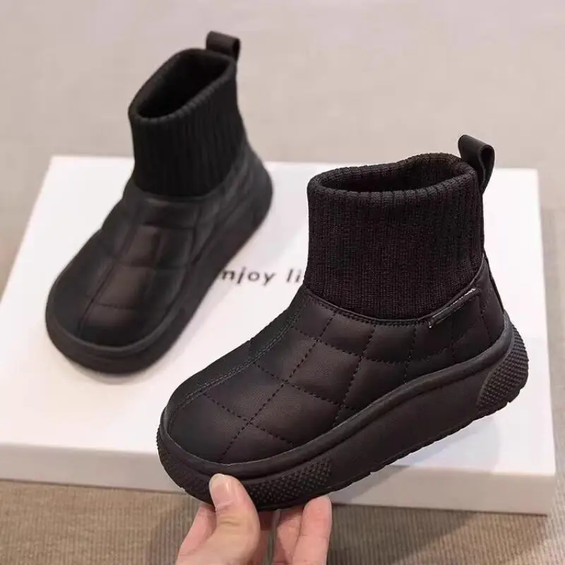 รองเท้าลำลองน่ารักแฟชั่นสำหรับเด็ก รองเท้าบูทหิมะเด็กผู้หญิง รองเท้าบูทกันน้ำบุขนสำหรับเด็กผู้ชายและเด็กผู้หญิง รุ่นใหม่ปี 2025