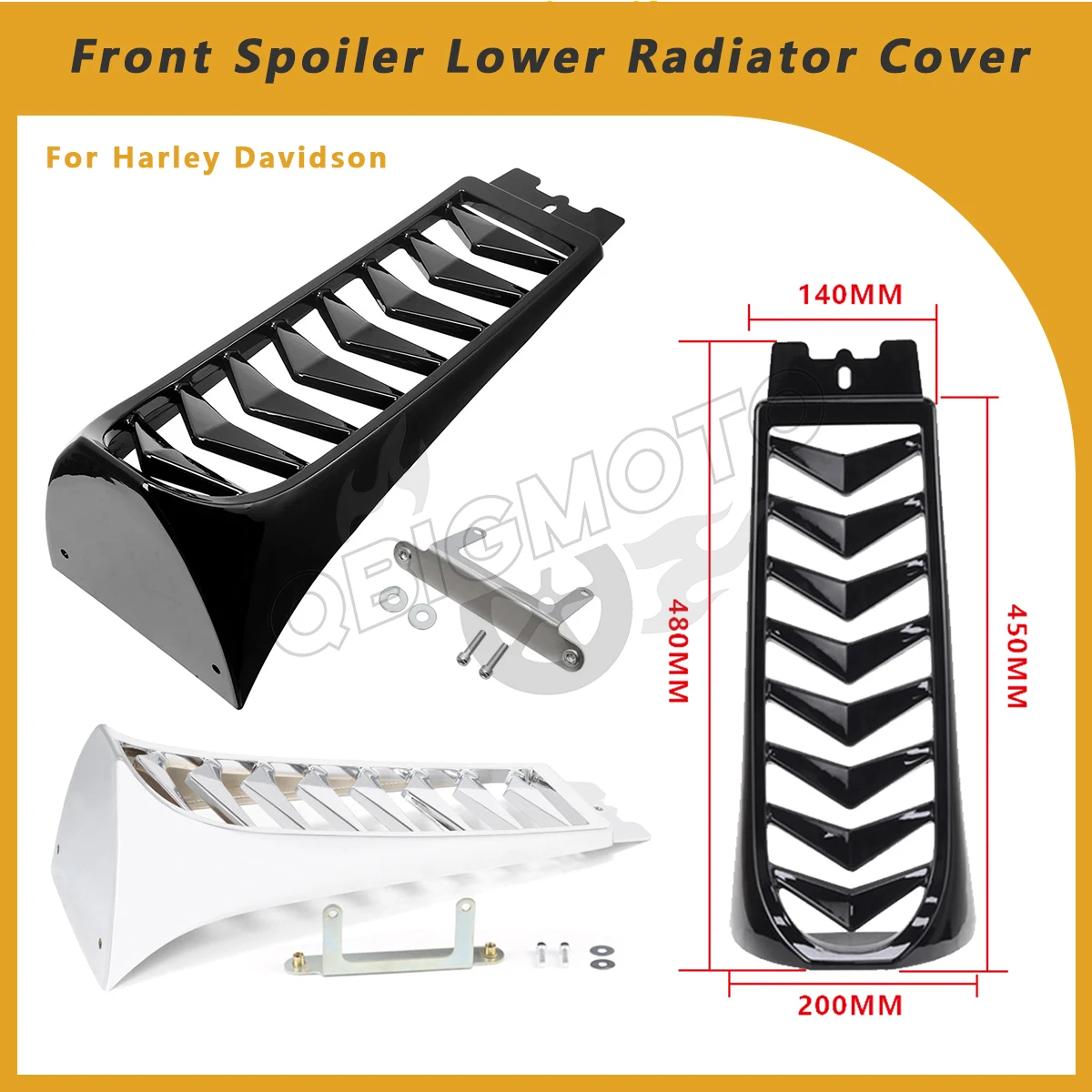 Motorcycle Front Lower Radiator Protection Cover Chin Fairing Blade Spoiler For Harley Softail Fat Boy Street Bob Glide Breakout