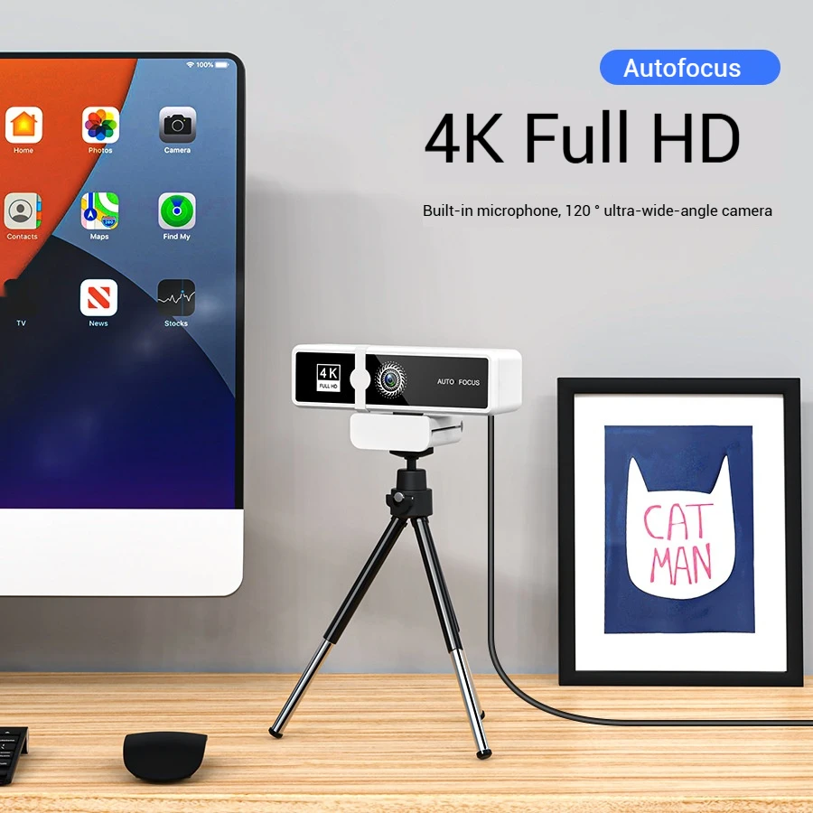كاميرا ويب 4K 2K 1080P كاميرا ويب عالية الدقة بالكامل تركيز تلقائي مع ميكروفون USB التوصيل كاميرا ويب للكمبيوتر الشخصي والكمبيوتر المحمول كاميرا فيديو صغيرة