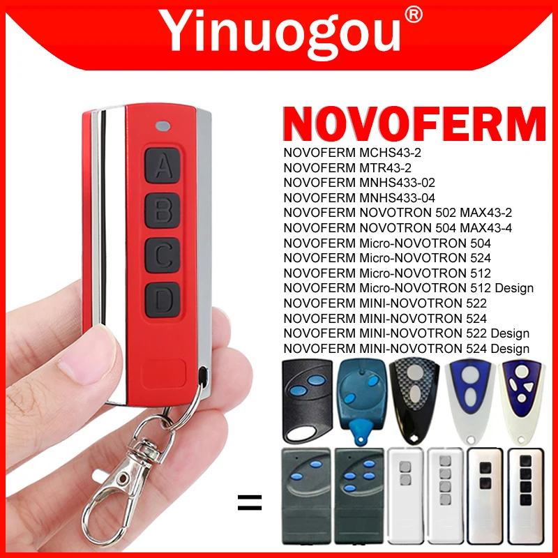 

For NOVOFERM NOVOTRON 502 MAX43-2 504 MAX43-4 521 522 524 MNHS433-02 MNHS433-04 Garage Door Remote Control 433MHz Rolling Code