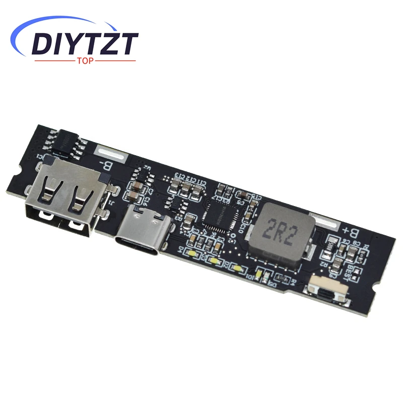 DIYTZT QC3.0 QC2.0 Dual USB 18W Type-C USB SW6106PD شحن سريع باور بانك متنقل 18650 وحدة شحن مع مؤشر